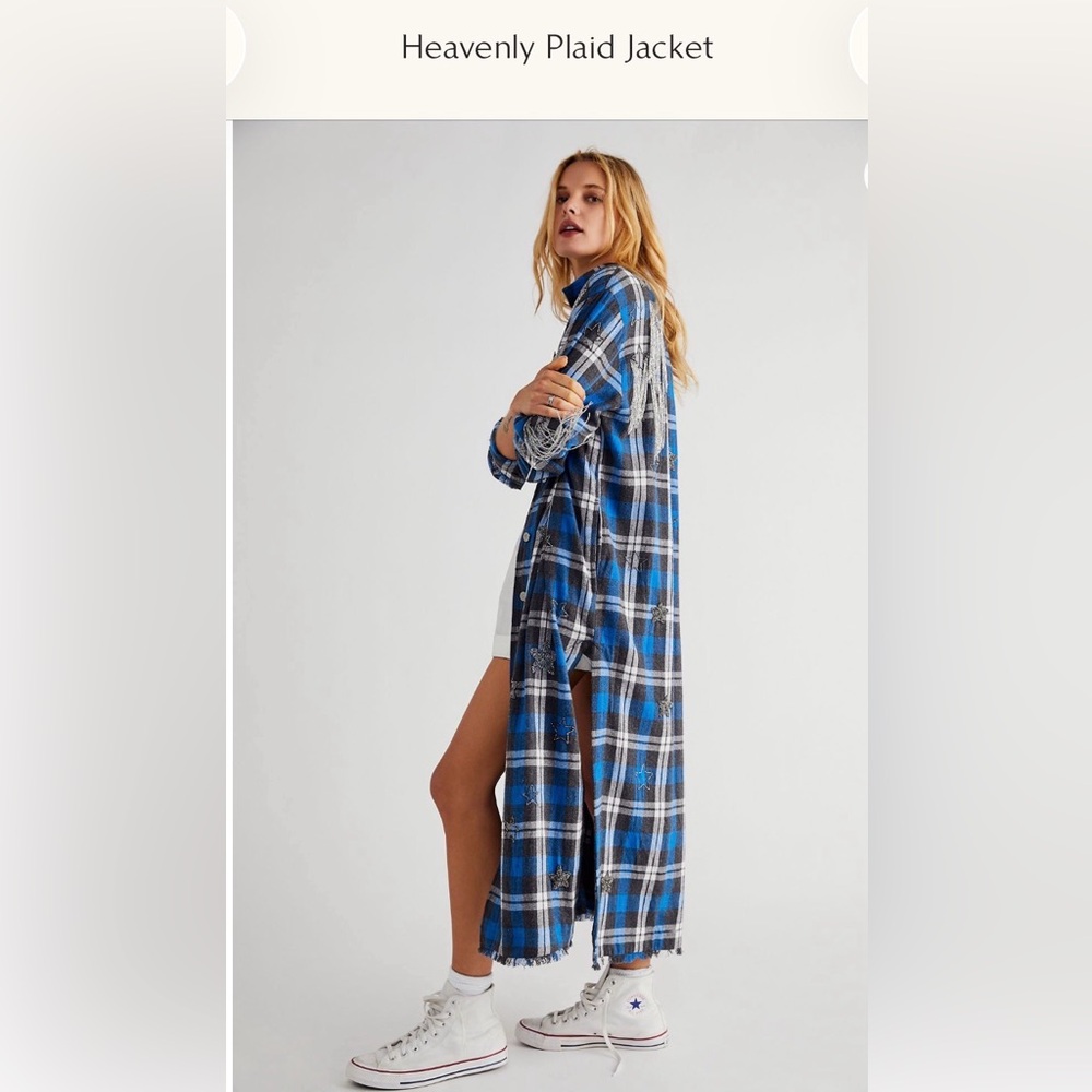We The Free Heavenly Plaid Maxi Shirt Jacket size M NWT